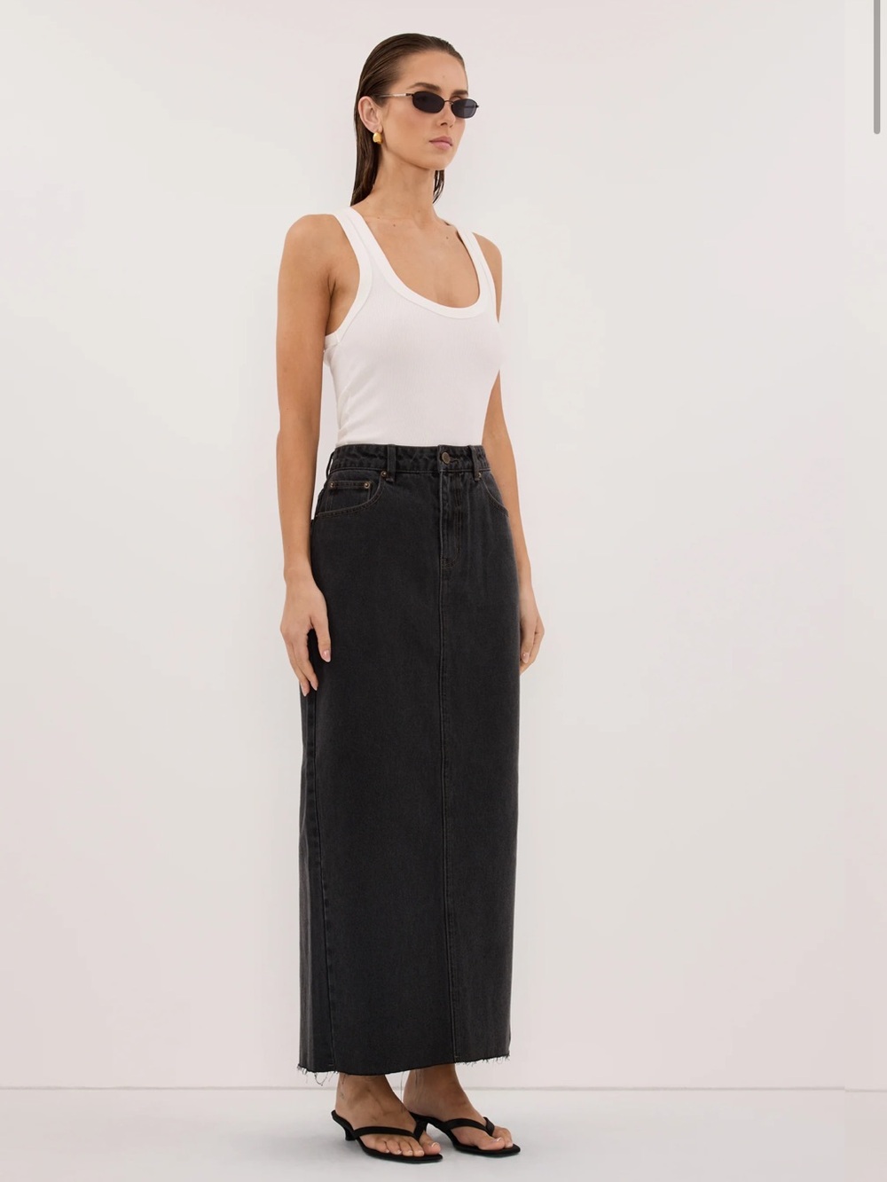 Dissh long denim skirt